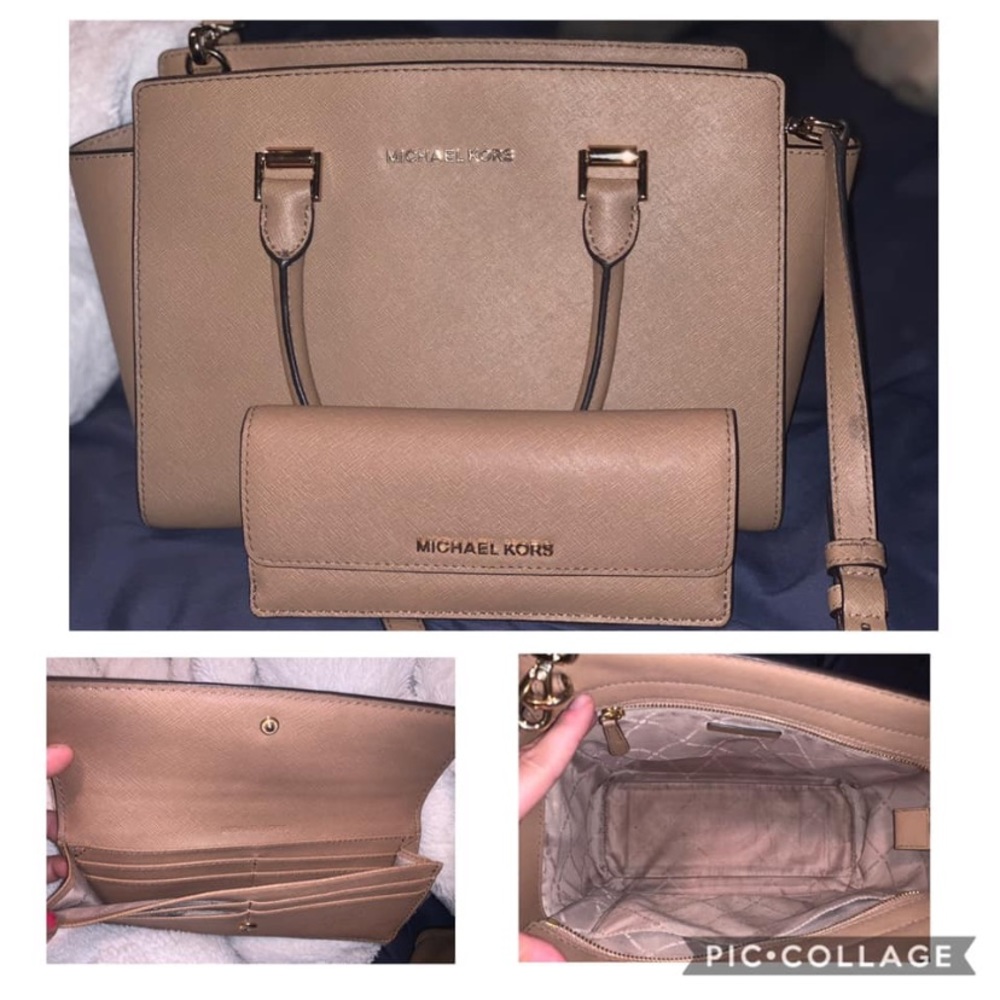 Michael Kors tan purse plus wallet